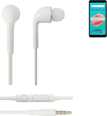 Produktbild von K-S-Trade Kopfhörer Headset kompatibel mit ZTE Blade A3Y mit Mikrofon u Lautstärkeregler weiß 3,5mm Klinke Kabel Headphones Ohrstöpsel Ohrstecker