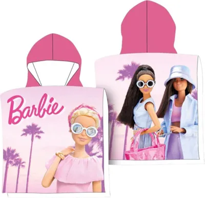 Produktbild von Barbie Poncho Baumwolle Weicher Kapuzenponcho für Kinder Perfekt für Zuhause und Unterwegs