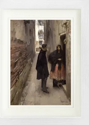 Produktbild von John Singer Sargent Gerahmtes Bild Mit Edlem Passepartout | Wand-Bilder | Im Bilderrahmen - Straße In Venedig, 1882 (40 x 30 cm)