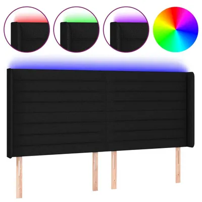 Obrázek produktu pro vidaXL LED čelo postele černé 163x16x118/128 cm Látka