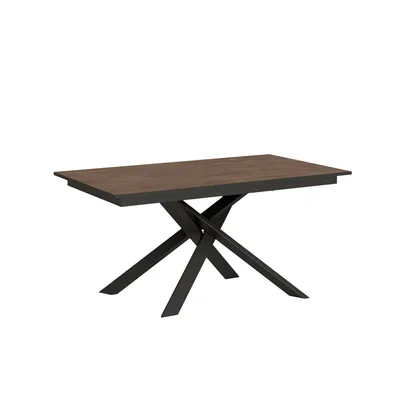 Zdjęcie produktu dla ITYHOME - Stół rozkładany 160/220x80 cm Ganty orzech - Obrzeże w kolorze Antracytu rama i nogi antracytowe
