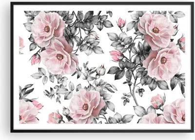 Produktbild von Gerahmtes Poster - Schwarzer Rahmen - Blumen Blätter Pflanze Rose - 100x70 cm - Wand Bild - Wanddeko - Wandbilder - Wandposter - Bilderrahmen - Bilder - Kunstdruck - Wandbild - P2BAA100x70-2952