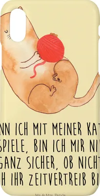 Produktbild von Mr. & Mrs. Panda Iphone 10 Handyhülle Katze Wolle - Gelb Pastell - Geschenk, Hülle, Haha, Katzen, Spiel, Handy, Spielen, Cover, X, Cats