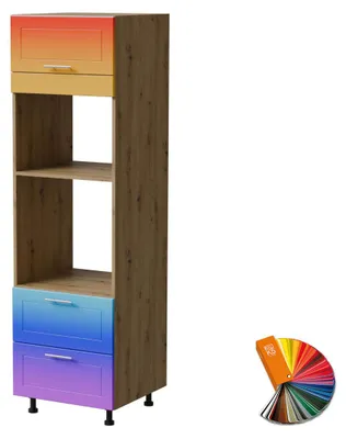 Produktbild von Backofenumbauschrank BARI 60x207cm lackiert Ausführung wählbar BA-D14/RU/2 - 284,RAL Wunschfarbe matt (K5),Eiche Artisan