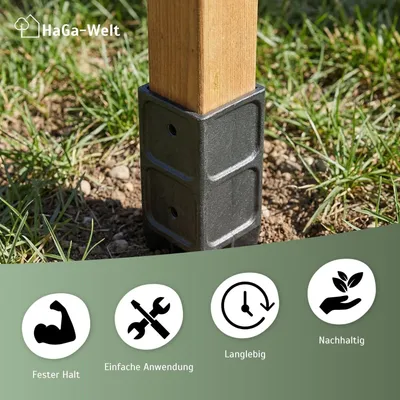 Produktbild von Bodeneinschlaghülse für Holzpfosten 7x7cm Pfostenhalter – 10 Stück