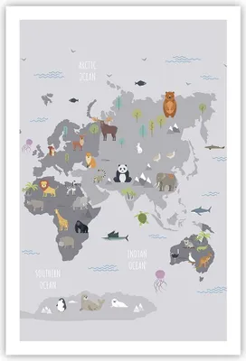 Produktbild von Poster - Poster ohne Rahmen - Karte die Welt Kontinente - 61x91,5 cm - Wand Bild - Wanddeko - Wandbilder - Kunstposter - Wandposter - Bilder - Kunstdruck - Wanddekoration - Wandbild - P2XPA61x91-5033