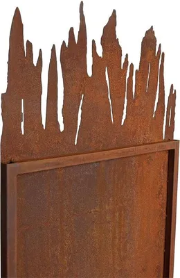 Produktbild von Metall Gartenzaun Sichtschutzwand 150 cm Edel-Rost Sichtschutz-Element Flammen