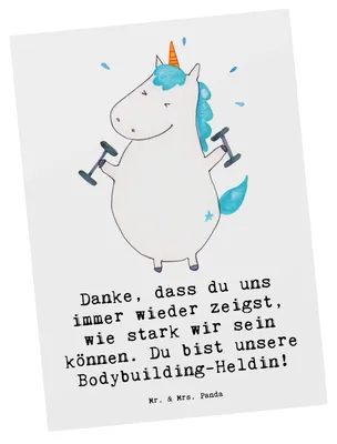 Produktbild von Mr. & Mrs. Panda Postkarte Bodybuilding Trainerin - Weiß - Geschenk, Ansichtskarten, Ansichtskarte, Ernährung, Motivation, Postkarten, Danksagung, Inspiration, Sportart