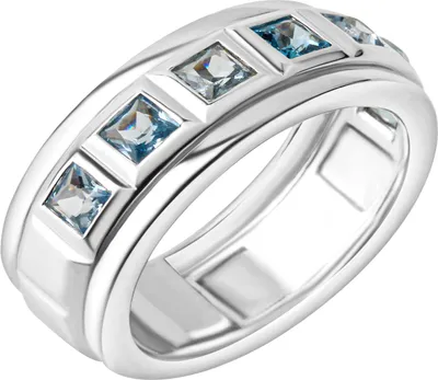 Produktbild von Celesta Silber Ring 925 Silber rhodiniert Blautopas 925/- Sterling Silber Silbergrau 054 (17,2) Blautopas beh. blau 360276142R-1