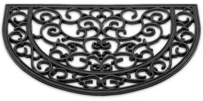 Produktbild von Hartgummi Fußmatte Ornamente halbrund 40x60 cm schwarz