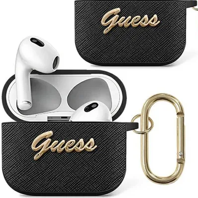 Zdjęcie produktu dla Guess Gua3Sasmk Airpods 3 Cover Czarny/Black Saffiano Script Metal Collection