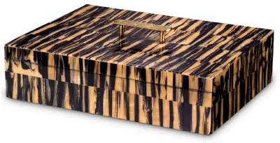 Produktbild von Casa Padrino Luxus Schmuckkasten Naturfarben / Schwarz / Messing 41 cm