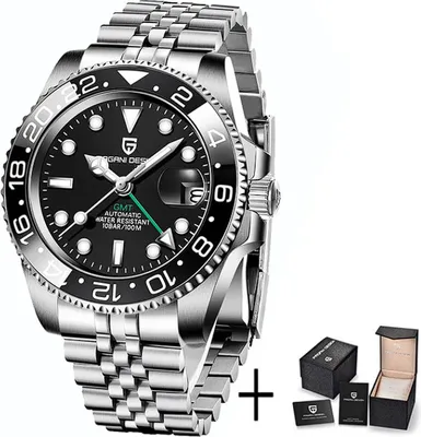 Produktbild von Pagani Design automatické hodinky pro muže | nerezová ocel | vodotěsnost 100M | GMT mechanické hodinky pro muže | safírové sklíčko