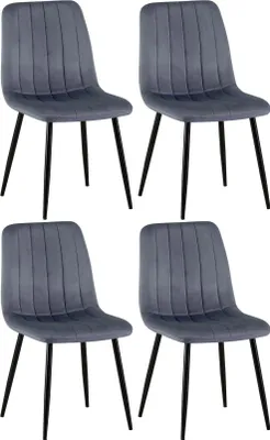 Immagine prodotto di set di 4 sedie - Sedie da pranzo - Comoda seduta trapuntata. Colore: grigio scuro. Materiale: morbido