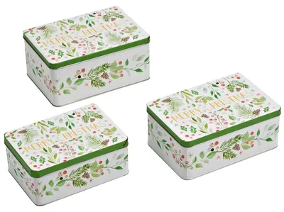 Image de Grandes boîtes à biscuits en métal Merry Christmas blanc (set de 3)