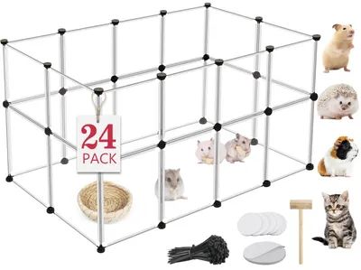 Produktbild von Tragbares Laufgitter für Kleintiere, 24 Paneele, 121,9 x 61 x 71,1 cm, transpare