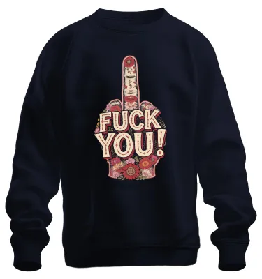 Produktbild von FUCK YOU Mittelfinger Blumen floral frech provokant Geschenk Sweatshirt Pullover, Navy, L