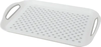 Produktbild von Kunststoff Tablett Serviertablett Rutschfest Frühstückstablett Servierhilfe Multitablett Transporttablett , Farbe:weiß