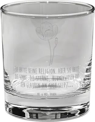 Produktbild von Mr. & Mrs. Panda Glas Blume Mohnblume - Transparent - Geschenk, Trinkglas, Tumbler, Selbstliebe, Garten, Mohn, Respekt, Motivation, Longdrinkglas, Religion, Cocktailglas