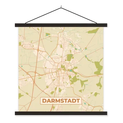 Produktbild von MuchoWow® Textilposter Darmstadt - Stadtplan - Vintage - Karte 60x60 cm mit schwarzem Rahmen - Posteraufhänger