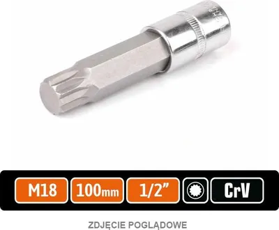 Produktbild von Steckschlüssel 1/2" mit Bit SPLINE 100 mm/M18 / TEGER