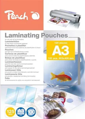 Produktbild von Peach Laminierfolien A3, 125 mic, glänzend, PP525-01, 100 Stück