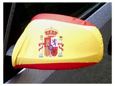 Produktbild von Spiegelflagge Spanien mit Wappen, 1 Paar für Auto-Rückspiegel