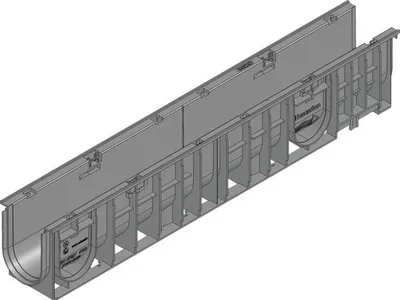 Produktbild von Hauraton Recyfix Standard 100 Entwässerungsrinne Unterteil Typ 010 aus PP 1000 mm x 150 mm x 185 mm