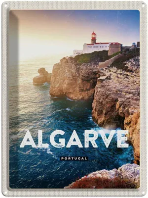 Produktbild von vianmo Blechschild 40x30 cm Algarve Portugal MeerPoster Bildmotiv Reisemotiv Abenteuer Reisen Straße Stadt Urlaub