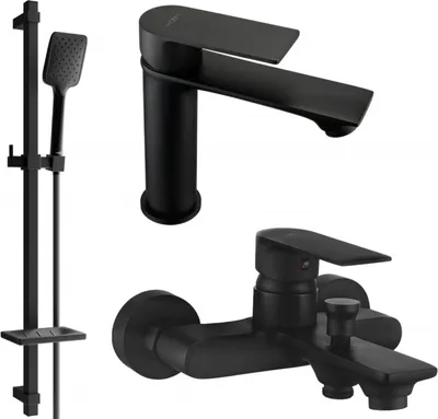 Produktbild von Mexen Royo DQ62 Badewannenset, Schwarz - 72203DQ62-70