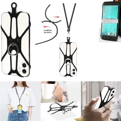 Produktbild von K-S-Trade 3in1 Handykette Handyband Handykordel Halsband Smartphone-Ring Handy-Ring kompatibel mit Energizer H550S Fingerhalterung Handyring