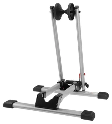 Produktbild von WELLGRO Fahrradständer - für Vorderrad oder Hinterrad, Stahl, Silber farben, platzsparend zusammenklappbar
