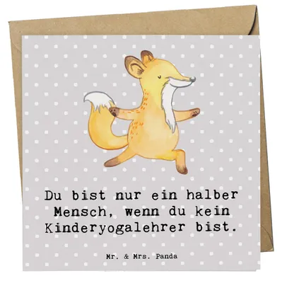 Produktbild von Mr. & Mrs. Panda Klappkarte Kinderyogalehrer Herz - Grau Pastell - Geschenk, doppelkarte, anlasskarte, Grußkarte, Glückwunschkarte, faltkarte