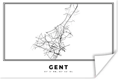Produktbild von MuchoWow® Poster Karte - Belgien - Gent - Karte - Stadtplan - Schwarz und weiß 180x120 cm - Fotoplakat
