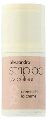 Produktbild von alessandro Striplac UV Colour Creme De La Creme, 6,5 ml, Beige, Creme De La Creme, 6 Monat( e), ALIPHATIC POLYESTERURETHANE ACRYLATE, HYDROXYPROPYL METHACRYLATE, ETHYL ACETATE, BUTYL ACETATE,..., 1. Get Ready Reinige und entfette deine Nägel mit den Prep & Shine Pads. Glätte und poliere...