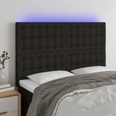 Produktbild von Cloris Designermöbel LED Kopfteil Schwarz 144x5x118/128 cm Stoff 2024 Neu