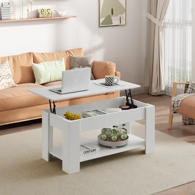Produktbild von CLIPOP Höhenverstellbarer Couchtisch, Holz, Ausziehbar,100 x 50 x (43-55) cm, Weiß