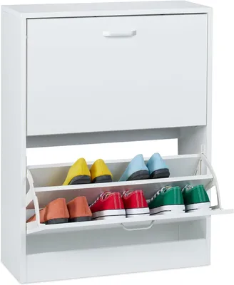 Immagine prodotto di Armadio per scarpe - 79 x 60 x 24 cm - Capacità per 12 paia - 2 ante - Mobiletto stretto per scarpe - Mobile contenitore per scarpe - Bianco