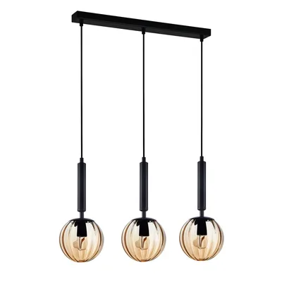 Zdjęcie produktu dla Żyrandol Ravena czarno-miodowy 3xE27x40W szkło wym:148x47,5x15cm IP20 Italux