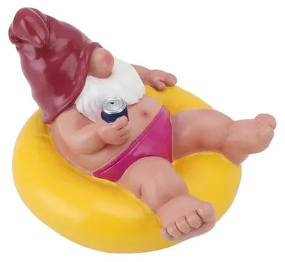 Dekorative Schwimmfigur – Gartenzwerg, 17,5 x 12 x 15,5 cm, Harz