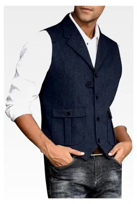 Produktbild von Herren Anzugweste Ärmellos mit 5 Knöpfen Business Casual Klassisch Basic Slim Fit
