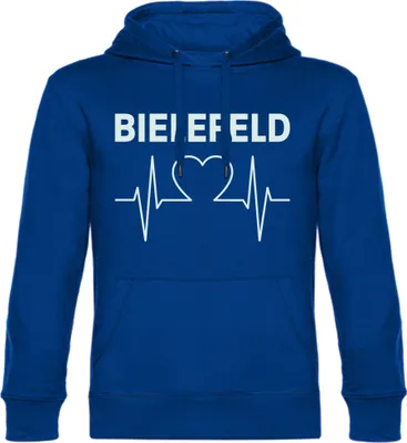 Produktbild von multifanshop Kapuzen Sweatshirt - Bielefeld - Herzschlag, blau, Größe L