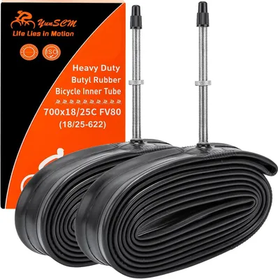 Imagen del producto de Cámara para bicicleta de 700C, de alta resistencia, compatible con neumáticos de 700x18C-25C, con válvula Presta de 80mm, para bicicleta de carretera
