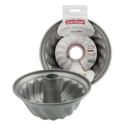Produktbild von Zenker Gugelhupfform Ø 23 cm Candy, traditionelle Backform für köstlichen Gugelhupf, Backform mit Antihaftbeschichtung (Farbe: silber/rosa)