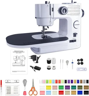 Produktbild von Elektronische Nähmaschine mit 39 Stichprogrammen, Verlängerungstisch, LED-Licht,, Fußpedal & Zubehörset – Ideal für Anfänger und DIY-Projekte