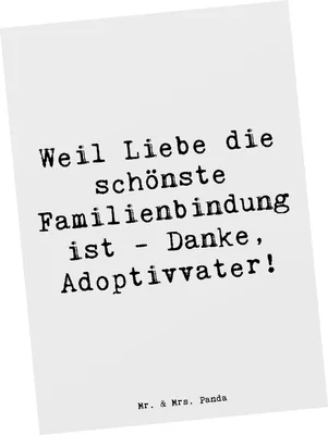 Produktbild von Mr. & Mrs. Panda Fotokarte Spruch Danke Adoptivvater - Weiß - Geschenk, Liebe, Adoption, Postkarte, Vaterschaft, Familienstruktur, Familie, bildkarte, Kunstkarten