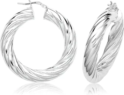 Produktbild von Stylische 925 Sterling Silber Damen - Paar Creolen - 30mm; TRS37229MM30