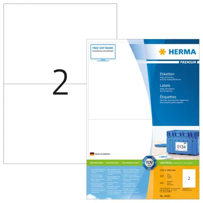 Produktbild von Etiketten Premium A4, weiß 210x148 mm Papier matt 400 St.