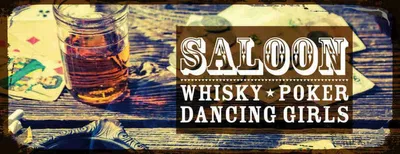 Produktbild von vianmo Holzschild 10x27 cm Saloon Whisky Poker Dancing girls Essen Trinken