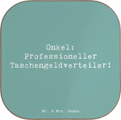 Produktbild von Mr. & Mrs. Panda Untersetzer Glas Spruch Onkel Taschengeld - Meeresbrise - Geschenk, Geburtstage, Familienangehöriger, Getränkeuntersetzer, Dankeschön, gläseruntersetzer